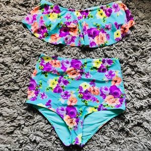 Floral High Waisted Swimsuit